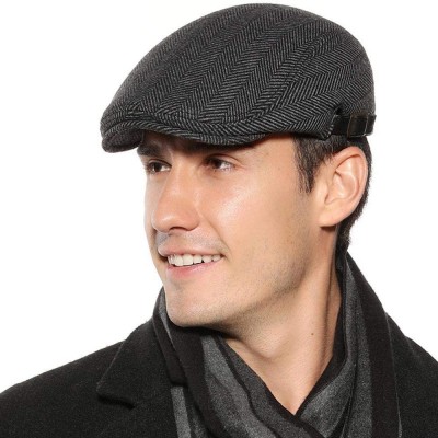 Newsboy Caps Mens Newsboy Cap Winter Cotton Beret Hat Cabbie Flat Cap - Grey B - C418Y0RCS78 $17.85