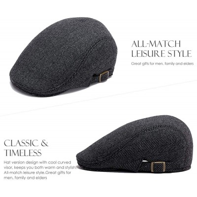 Newsboy Caps Mens Newsboy Cap Winter Cotton Beret Hat Cabbie Flat Cap - Grey B - C418Y0RCS78 $17.85