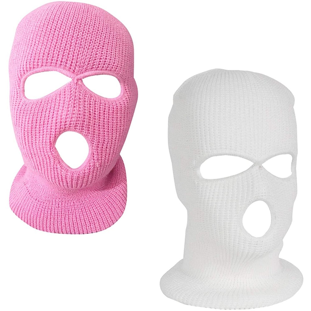 Balaclavas 3-Hole Full Face Cover Ski Mask-Ski Face Mask Balaclava for Winter Outdoor Sports-Set of 2- Pink+white- One Size -...