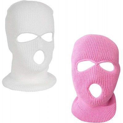 Balaclavas 3-Hole Full Face Cover Ski Mask-Ski Face Mask Balaclava for Winter Outdoor Sports-Set of 2- Pink+white- One Size -...