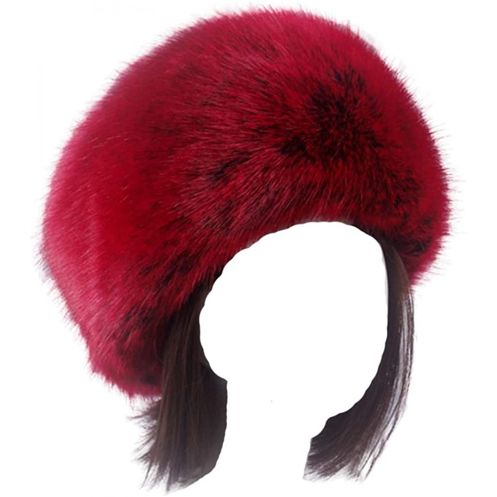 Cold Weather Headbands Women's Faux Fur Headband Soft Winter Cossack Russion Style Hat Cap - Red - CW18L8IY72R $10.97