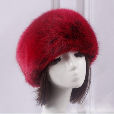 Cold Weather Headbands Women's Faux Fur Headband Soft Winter Cossack Russion Style Hat Cap - Red - CW18L8IY72R $10.97