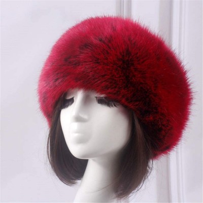 Cold Weather Headbands Women's Faux Fur Headband Soft Winter Cossack Russion Style Hat Cap - Red - CW18L8IY72R $10.97