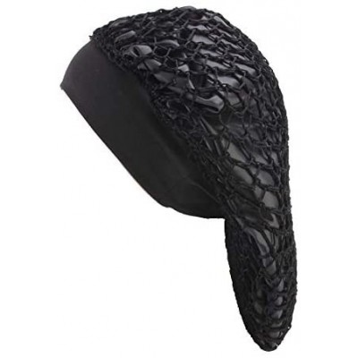 Skullies & Beanies Large Net Night & Day Cap Bonnet Wide Band Crocheted Slouchy Hat for Women - Black - CU18R8OIZT5 $8.05