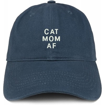 Baseball Caps Cat Mom AF Embroidered Soft Cotton Dad Hat - Navy - CY18EYNCGAX $15.80