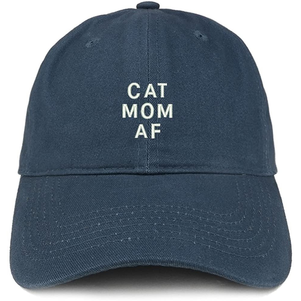 Baseball Caps Cat Mom AF Embroidered Soft Cotton Dad Hat - Navy - CY18EYNCGAX $15.80