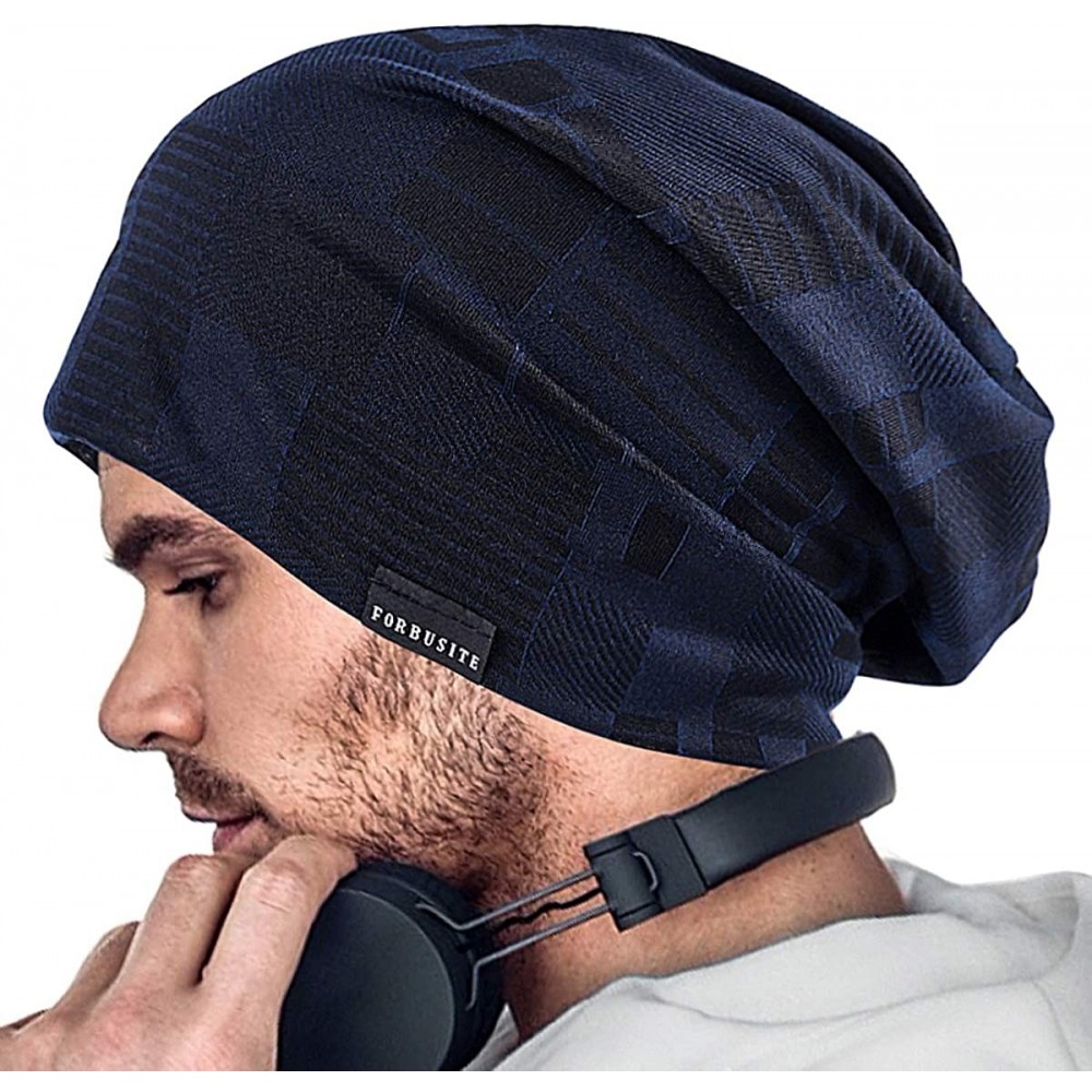 Skullies & Beanies Summer Slouch Beanie Cap for Men Ultra Thin Breathable Chemo Hat Turban for Women B403 - Navy - C818XNSSXS...