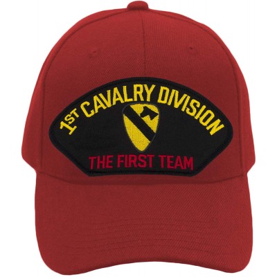Baseball Caps 1st Cavalry Division Hat - The First Team/Ballcap Adjustable One Size Fits Most - Red - CF18QYQ65Q8 $18.61