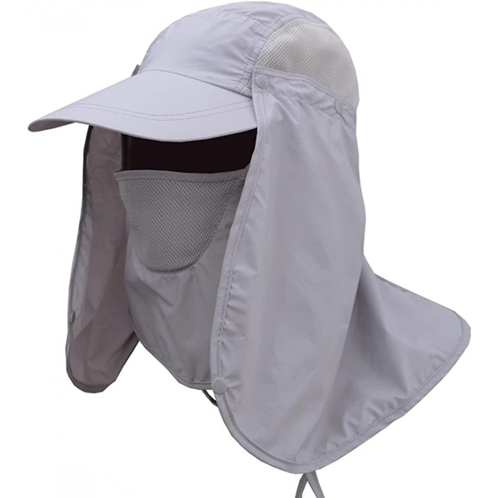 Sun Hats UPF 50+ Sun Hat with Neck Flap Removable Multifunction Outdoor Sport Summer Cap - Grey - C8184QREIDI $11.63