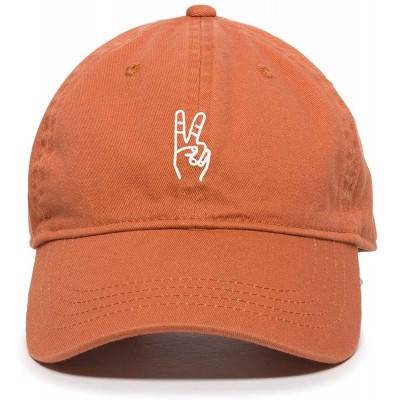 Baseball Caps Peace Sign Baseball Cap Embroidered Cotton Adjustable Dad Hat - Orange - CY18OWAU4MH $14.50