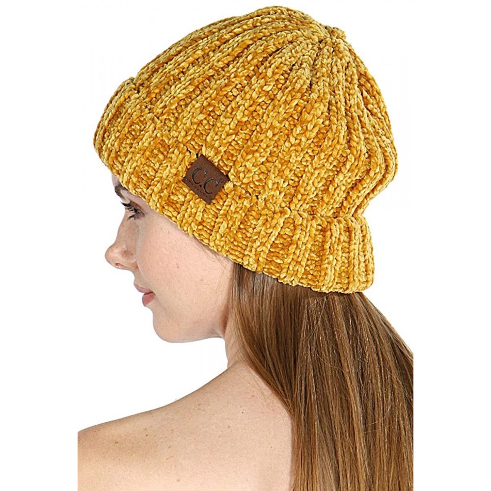 Skullies & Beanies Hand Knit Beanie Cap for Women- Soft Handmade Handknit Thick Cable Hat - Mustard 15 - CF18QT2SDCG $14.43