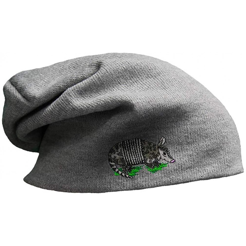 Skullies & Beanies Custom Slouchy Beanie Armadillo Embroidery Skull Cap Hats for Men & Women - Light Grey - C318A57WK9I $21.15