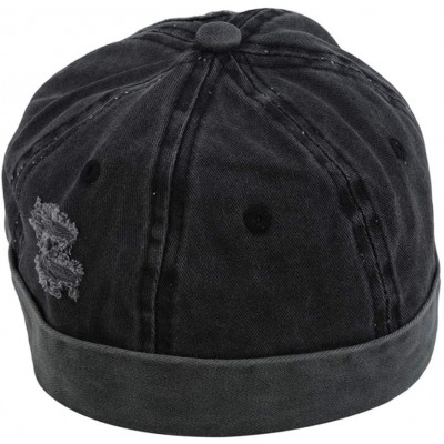 Skullies & Beanies TraveT Retro Denim Rogue Beanie Cap Brimless Beanie Sailor Hat-Black - Black - CL18AIAHW46 $7.94