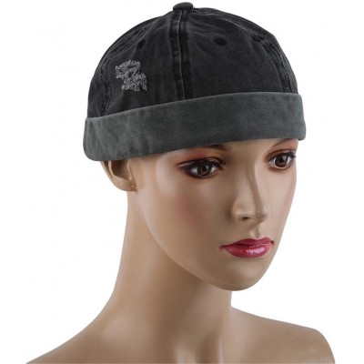 Skullies & Beanies TraveT Retro Denim Rogue Beanie Cap Brimless Beanie Sailor Hat-Black - Black - CL18AIAHW46 $7.94