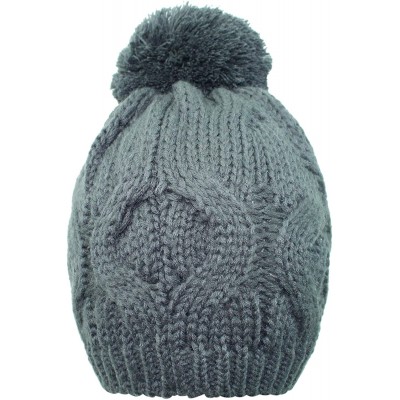 Skullies & Beanies Cable Knit Beanie Cap with Pom Pom - Gray - CT110FSEAM7 $15.61