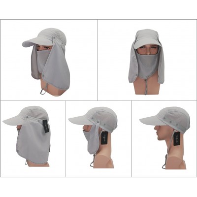 Sun Hats UPF 50+ Sun Hat with Neck Flap Removable Multifunction Outdoor Sport Summer Cap - Grey - C8184QREIDI $11.63