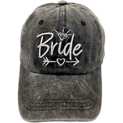 Baseball Caps Women's Bride Hat Embroidered Distressed Tribe Baseball Cap for Wedding Party - Bride - Black - CV18T58YGUM $12.59