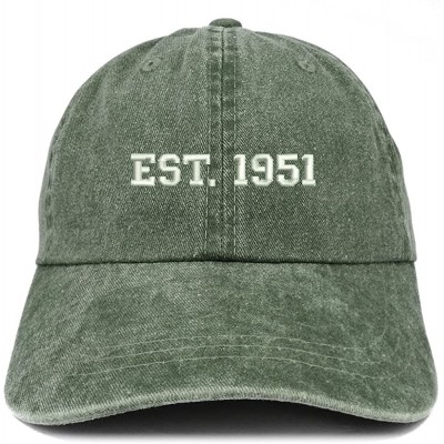Baseball Caps EST 1951 Embroidered - 69th Birthday Gift Pigment Dyed Washed Cap - Dark Green - CE180QYRK32 $19.39