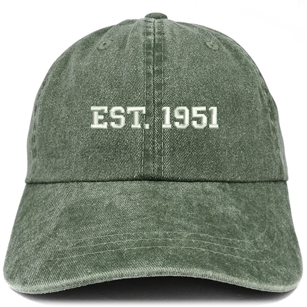 Baseball Caps EST 1951 Embroidered - 69th Birthday Gift Pigment Dyed Washed Cap - Dark Green - CE180QYRK32 $19.39