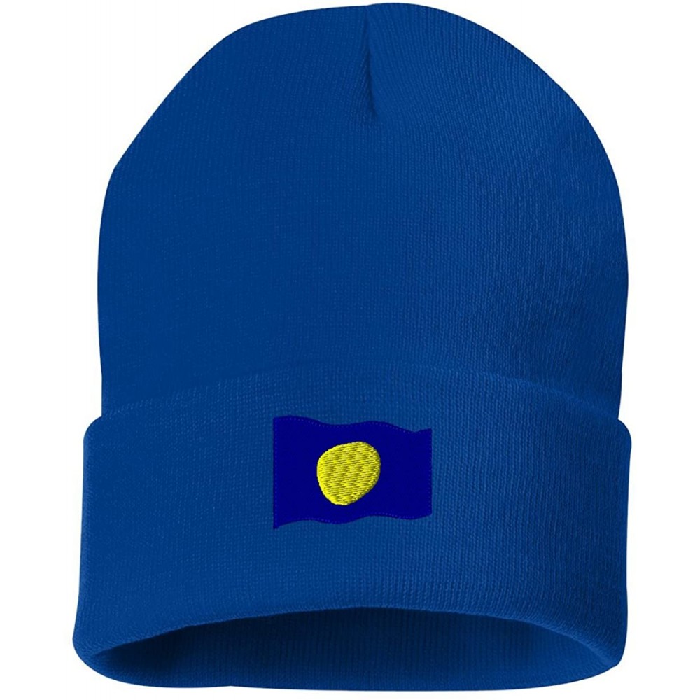 Skullies & Beanies Palau Flag Custom Personalized Embroidery Embroidered Beanie - Royal Blue - CN12ODP70BG $18.69