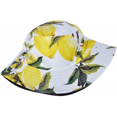 Bucket Hats Unisex Cute Print Bucket Hat Summer Fisherman Cap - White Lemon - CO18ZH8GROA $14.70