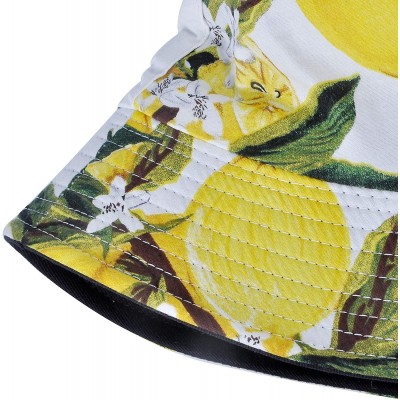 Bucket Hats Unisex Cute Print Bucket Hat Summer Fisherman Cap - White Lemon - CO18ZH8GROA $14.70