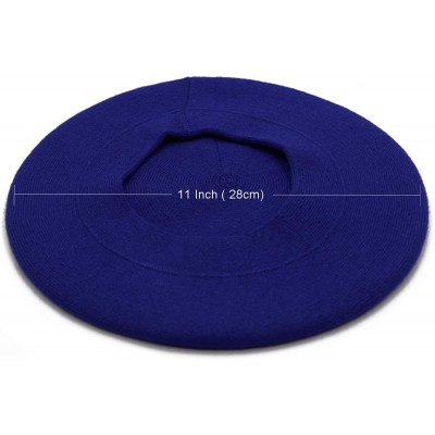 Berets French Beret Hat-Reversible Solid Color Cashmere Beret Cap for Womens Girls Lady Adults - Sapphire - C7193OY6YTT $11.97