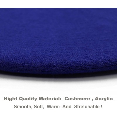 Berets French Beret Hat-Reversible Solid Color Cashmere Beret Cap for Womens Girls Lady Adults - Sapphire - C7193OY6YTT $11.97