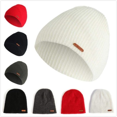 Skullies & Beanies Unisex Winter Warm Solid Headwear Daily Knit Ribbed Stretchy Warm Soft Beanie Hats Knitted Hats Men & Wome...