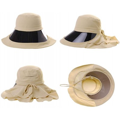 Sun Hats Womens Packable Ponytail Gardening Summer Sun Hat with Neck Flap Chin Strap - 00018beige - C918W38SDOM $20.33