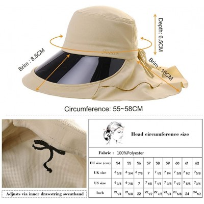 Sun Hats Womens Packable Ponytail Gardening Summer Sun Hat with Neck Flap Chin Strap - 00018beige - C918W38SDOM $20.33