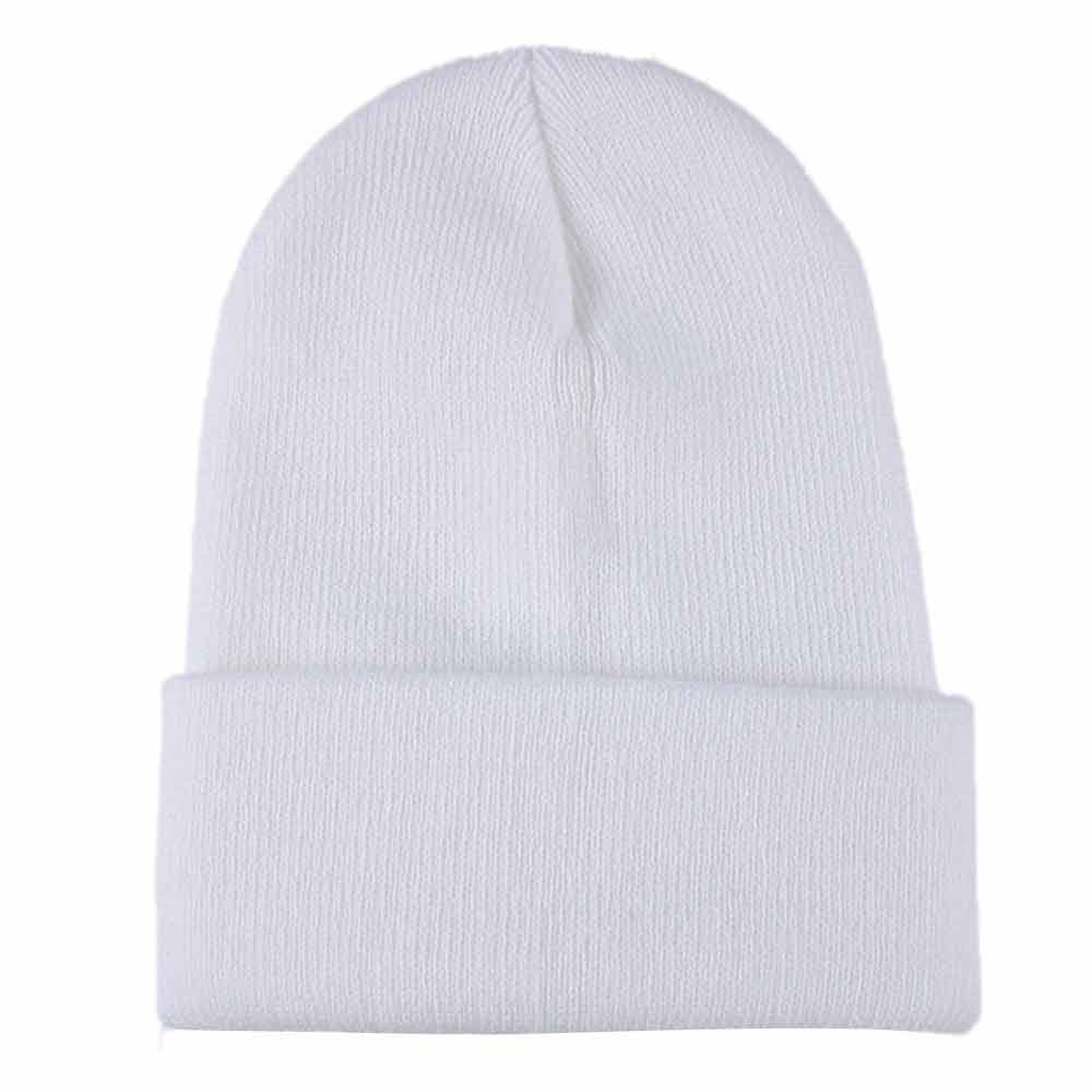 Skullies & Beanies Men's 1-Pack Knit Hat-Unisex Slouchy Knitting Beanie Hip Hop Cap Warm Winter Ski Hat-sunsee - White - C718...