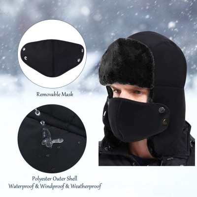 Skullies & Beanies Winter Warm Trapper Hat with Windproof Removable Mask Thick Hunting Ushanka for Men Women Outdoor Skiing S...