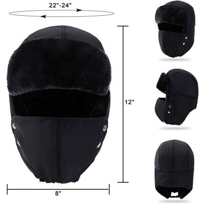 Skullies & Beanies Winter Warm Trapper Hat with Windproof Removable Mask Thick Hunting Ushanka for Men Women Outdoor Skiing S...