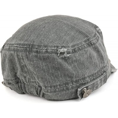 Baseball Caps Distressed Flat Top Metallic Studded Frayed Cadet Style Army Cap - Grey - C4185OO5ZD0 $12.53