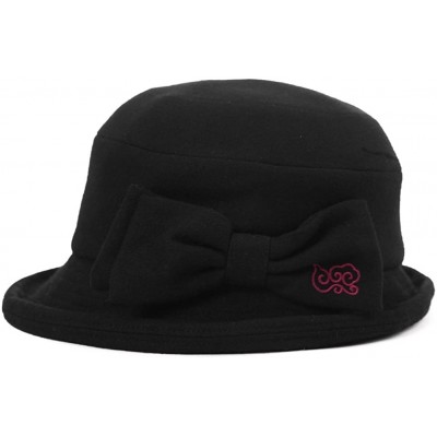 Bucket Hats Ladies Wool Cloche Hats Winter Bucket Hat 1920s Vintage Derby Hat Foldable - 89501_black - CH187CM5389 $16.80