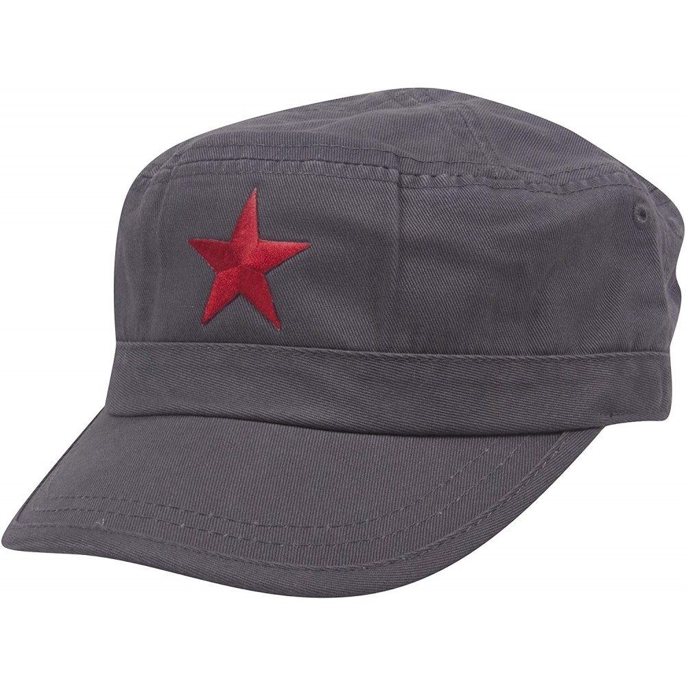 Baseball Caps New Army Cadet Adjustable Hat w/Red Star - Grey - CP18TYSX4U5 $9.30