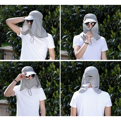 Sun Hats UPF 50+ Sun Hat with Neck Flap Removable Multifunction Outdoor Sport Summer Cap - Grey - C8184QREIDI $24.25