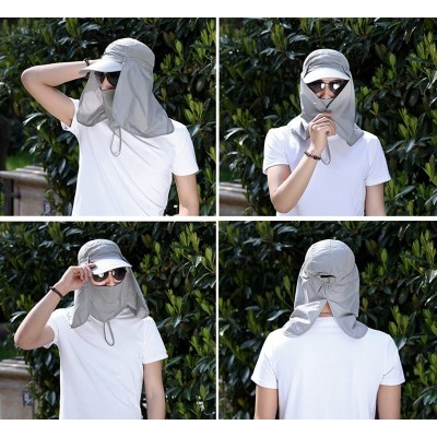 Sun Hats UPF 50+ Sun Hat with Neck Flap Removable Multifunction Outdoor Sport Summer Cap - Grey - C8184QREIDI $11.63