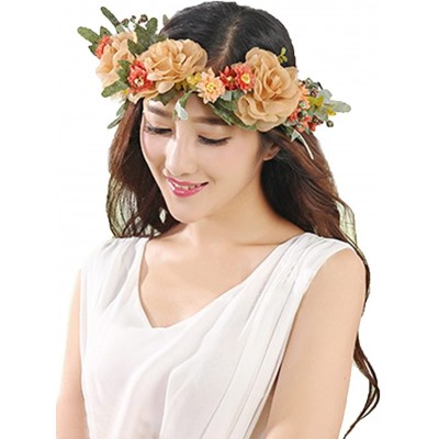 Headbands Flower Wreath Headband Floral Hair Garland Flower Crown Halo Headpiece Boho with Ribbon Wedding Party Photos - 14 -...