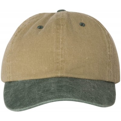 Baseball Caps Pigment Dyed Cotton Twill Cap - Khaki/Dark Green - C3188994X9S $10.01
