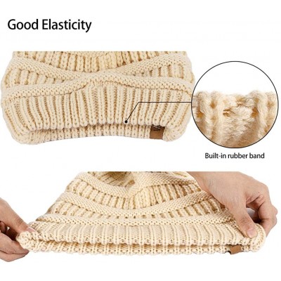 Skullies & Beanies Slouchy Beanie for Women Winter Hats Knit Warm Skull Ski Cap Faux Fur Pom Pom Hat Warm Ski Baggy Cap - CE1...
