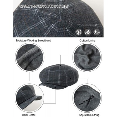 Newsboy Caps 2019 New Mens Winter Wool Newsboy Cap Adjustable Cold Weather Flat Cap Soft Lined - 00793_coffee Plaid - CB18ZUO...