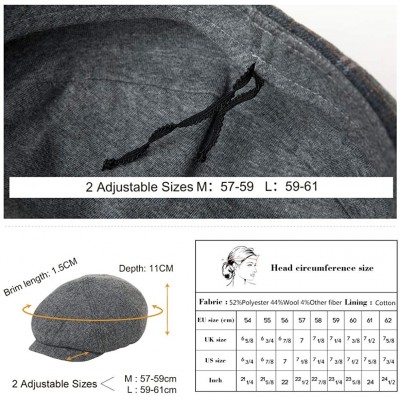 Newsboy Caps 2019 New Mens Winter Wool Newsboy Cap Adjustable Cold Weather Flat Cap Soft Lined - 00793_coffee Plaid - CB18ZUO...