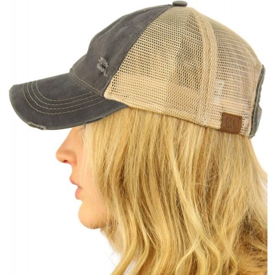 Baseball Caps Everyday Distressed Trucker Mesh Summer Vented Baseball Sun Cap Hat - Gray - C518RT5TX69 $10.80