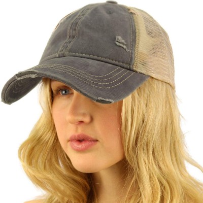 Baseball Caps Everyday Distressed Trucker Mesh Summer Vented Baseball Sun Cap Hat - Gray - C518RT5TX69 $10.80