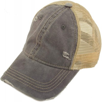 Baseball Caps Everyday Distressed Trucker Mesh Summer Vented Baseball Sun Cap Hat - Gray - C518RT5TX69 $10.80