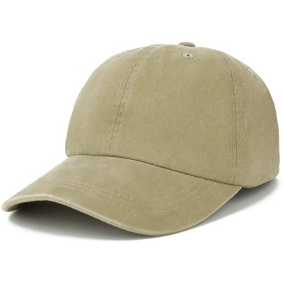 Baseball Caps Oversize XXL Pigment Dyed Washed Cotton Baseball Cap - Khaki - C818KCOHKWA $18.24