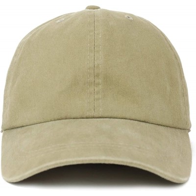 Baseball Caps Oversize XXL Pigment Dyed Washed Cotton Baseball Cap - Khaki - C818KCOHKWA $18.24