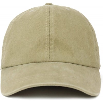 Baseball Caps Oversize XXL Pigment Dyed Washed Cotton Baseball Cap - Khaki - C818KCOHKWA $18.24